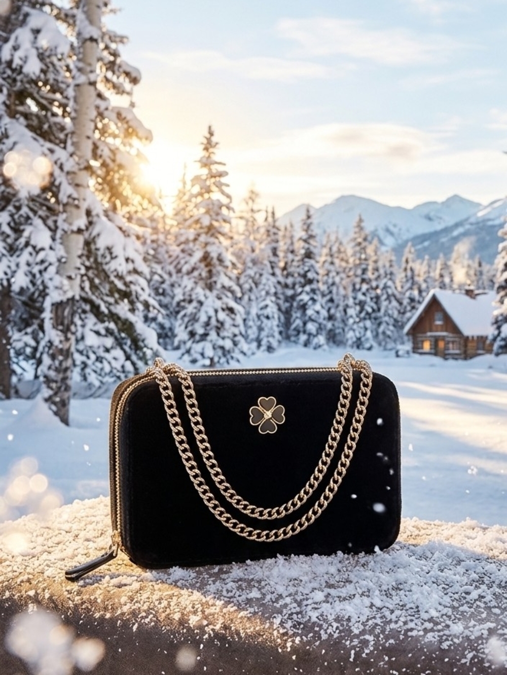 Elegant Black Velvet Chain-Handle Women’s Bag